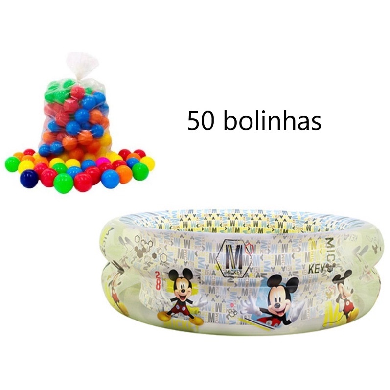 Piscina infantil bebe crianças Inflável 70 Litros disney mickey home aranha minnie avengers { bolinhas kit }
