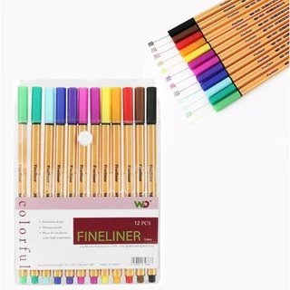 kit 12 Canetas Coloridas Fine Line Ponta Fina 0.4 mm Original