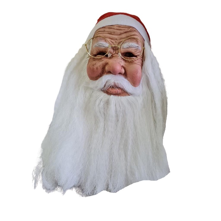 Fantasia Mascara Latex Papai noel Realista c/ Barba e Oculos Shopee