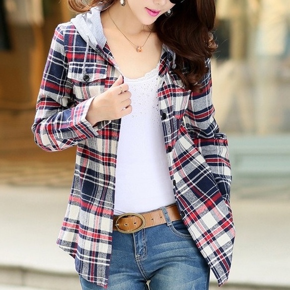 Camisa xadrez hot sale flanela feminina