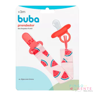 Prendedor De Chupeta Em Fita Estampado Melancia Menina Buba