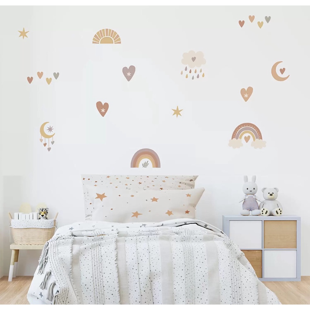 Adesivo decorativo quarto infantil arco íris boho Shopee Brasil