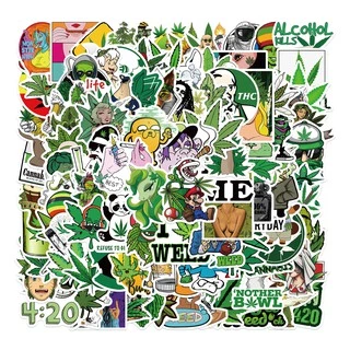 50 pcs Adesivos Criativos À Prova D'água Folha De Maconha Para Bagagem/Laptop/Telefone/Carro