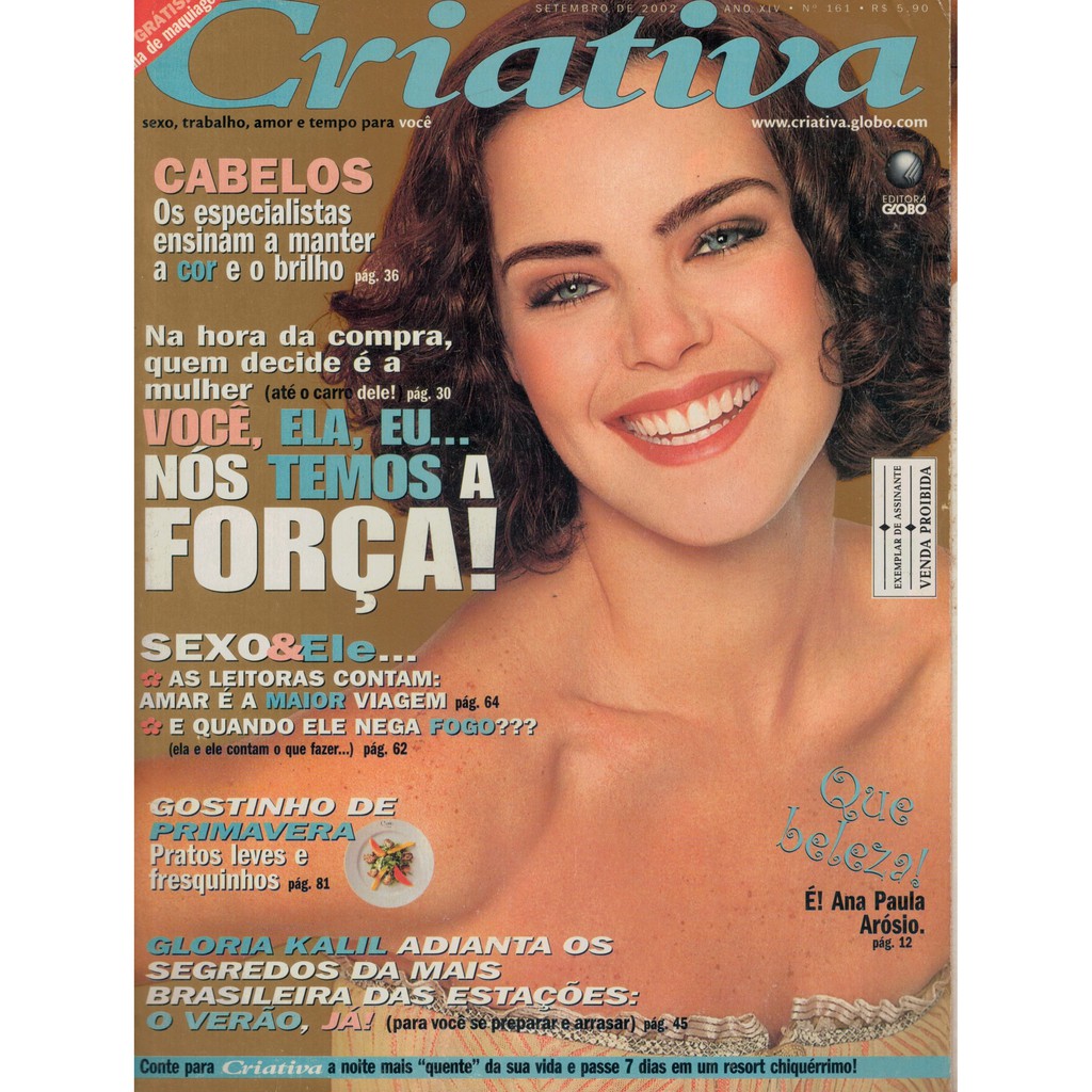 REVISTA CRIATIVA, DE SETEMBRO DE 2002 ANO XIV Nº161, COM ANA PAULA ARÓSIO  NA CAPA. | Shopee Brasil