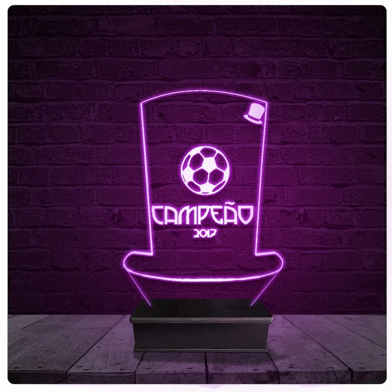 Luminária e Abajur Acrílico Led Troféu Personalizado Futebol