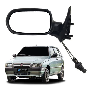 Retrovisor Uno Mille Fire Flex 2005 06 07 08 2010 4 Portas Com Controle Interno