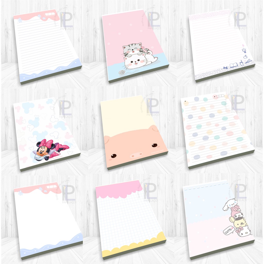 20 Blocos De Notas Fofo - Atacado Papelaria - Revenda - 50 Fls - 9x14 ...