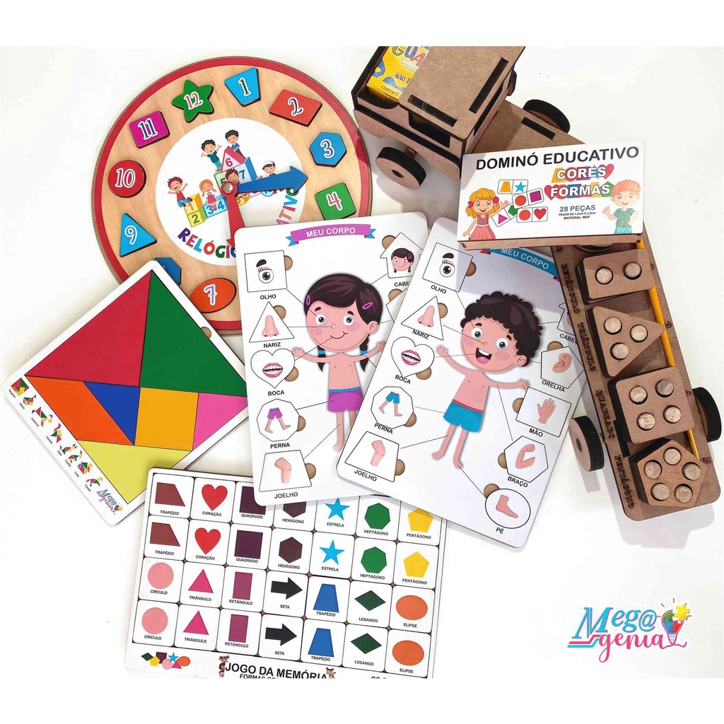 Brinquedo Educativos Kit 4 Jogos Da Memória Infantil Madeira
