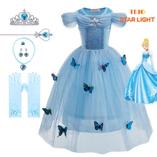 Disney Cinderela Vestido Meninas Festa De Halloween Princesa Coplay Roupas  Para Crianças Butterfley Fantasia Traje Crianças Roupas 2-10t - Vestidos De  Fantasia Para Crianças - AliExpress