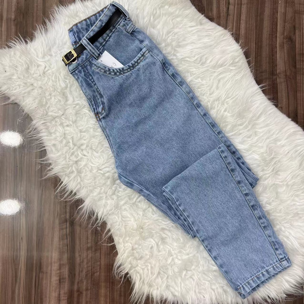 Calça Jeans Mom Com Cinto Feminina Cintura Alta