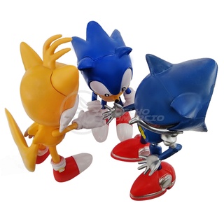 Kit Bonecos Articulados Sonic E Tails 16cm Envio Imediato - Sega