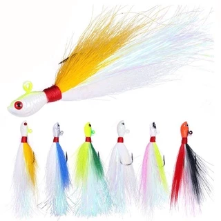 Kit com 04 Isca Artificial de fundo Jig Xuxinha Com Penacho Pena de 7,5 cms e 25 gramas Pesca Dourado Traira Robalo Black Bass Tucunare