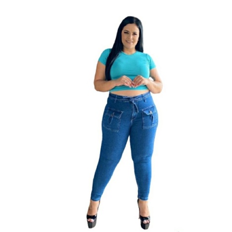 Calça Jeans Plus Size Wide Em Algodão - daluzplussize