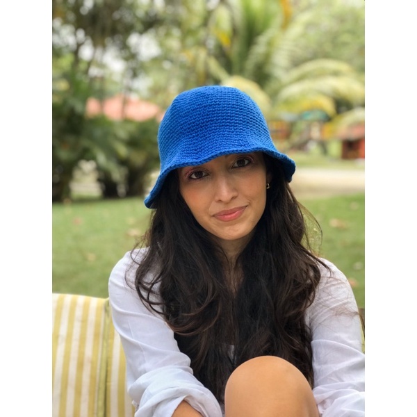 Bucket Hat Crochê Azul Marinho bucket crochet handmade Shopee Brasil