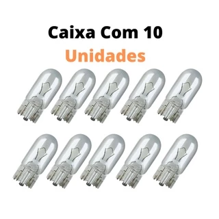 Kit 10 Lampada Farol Pingo T10 12v Pingao Meia Luz Filamento Automotivo Carro Moto Placa Ré
