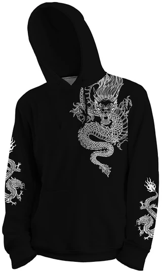 Blusa Moletom Estampa 3d Full Print Dragão Chinês Branco