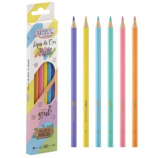 Lápis de Cor BRW Tons Pastel com 6 Cores