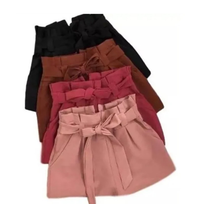 Shorts cintura hot sale alta com laço