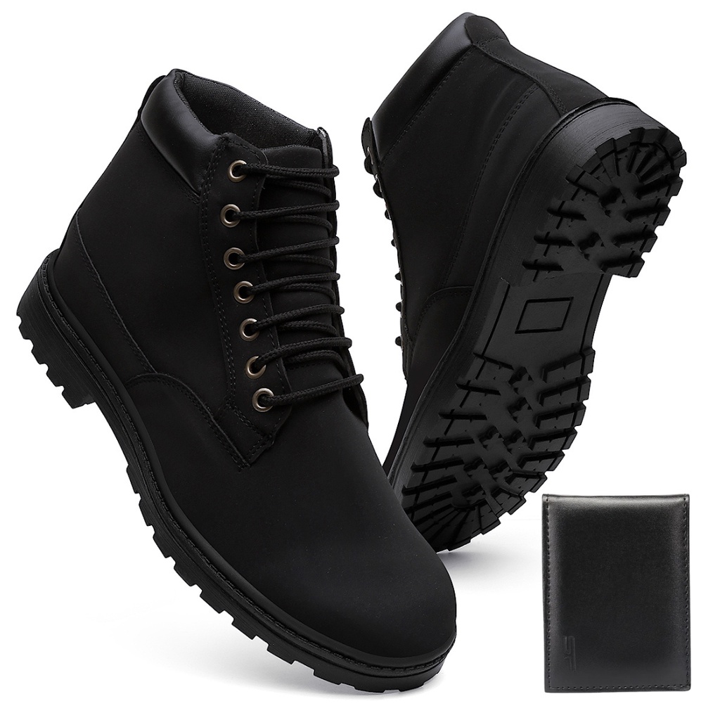 Bota couro hot sale masculina preta