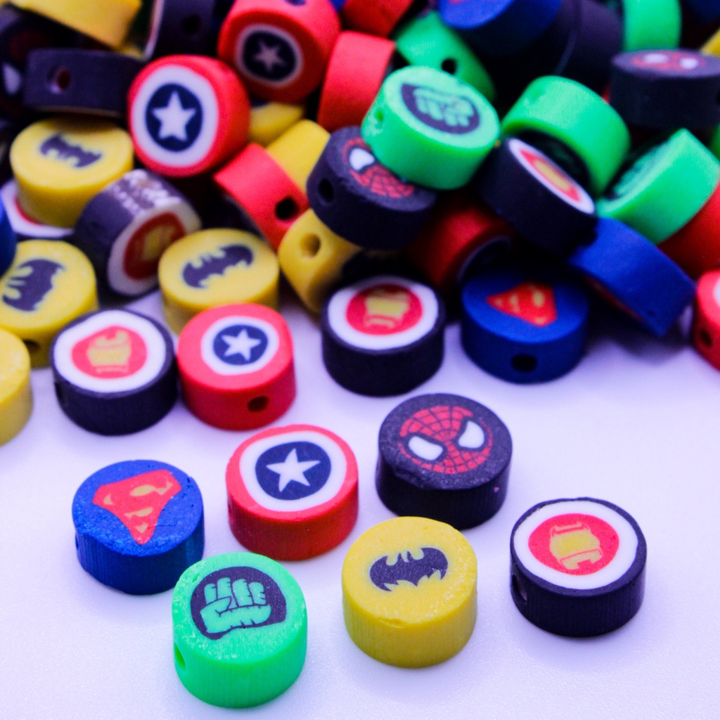 Miçanga Infantil Heróis P/ Pulseira Colar 50 pçs Kit