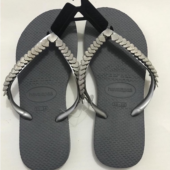 chinelo Havaianas Slim Metal She Mesh cor preto 33 34 Shopee Brasil