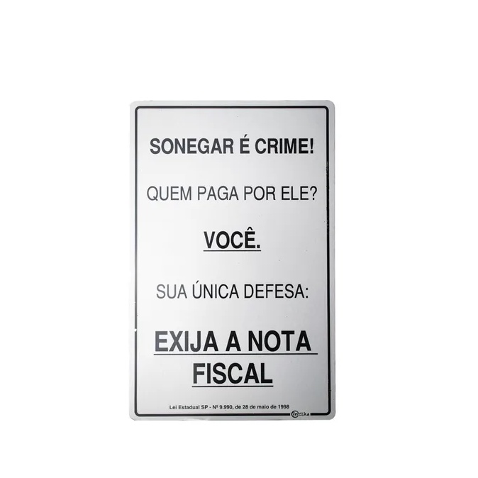 Placa De Sinalização Exija A Nota Fiscal - Alumínio 16x25