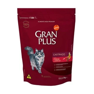 Ração Granplus Gatos Ads Castrados Carne E Arroz 3Kg