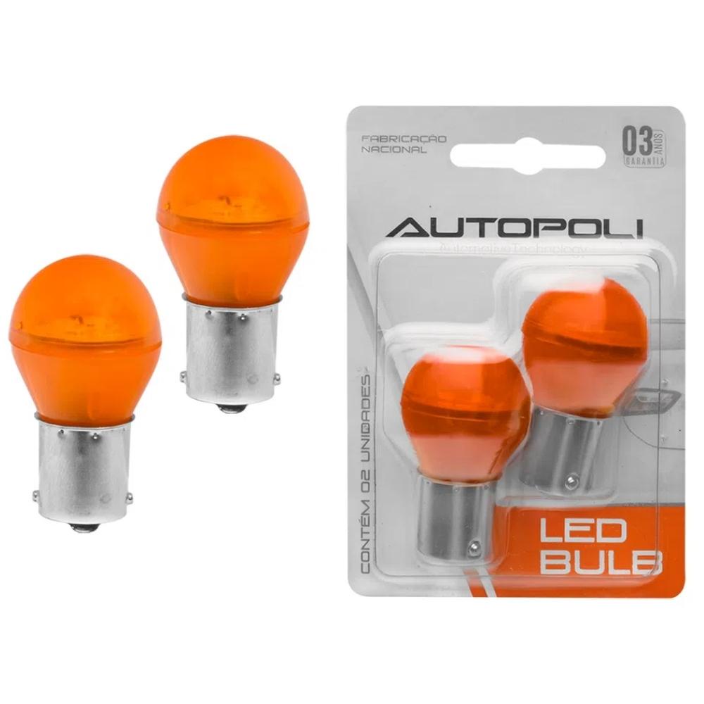 Jogo de 10 Lâmpadas AutoPoli Led Ba15s-21 1 Polo Branco 1141 30w