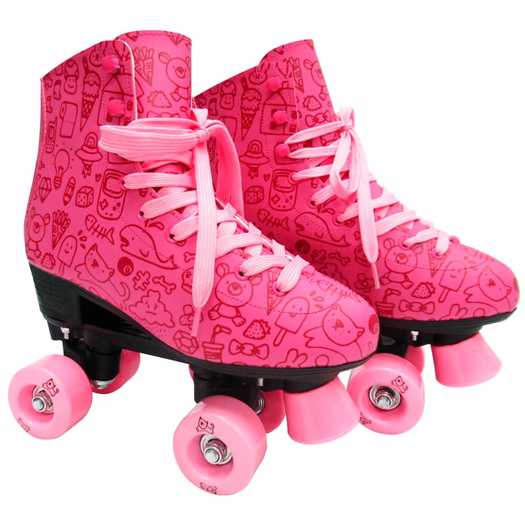 Patins Roller New Rosa 4 Rodas Profissional Infantil | Shopee Brasil