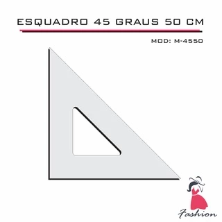 Esquadro 45° 50CM Alfaiate Corte Costura 4550 Acrílico Fenix