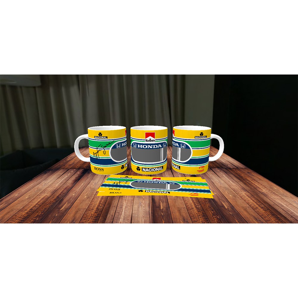 Caneca personalizada de porcelana – capacete Ayrton Senna - presente especial