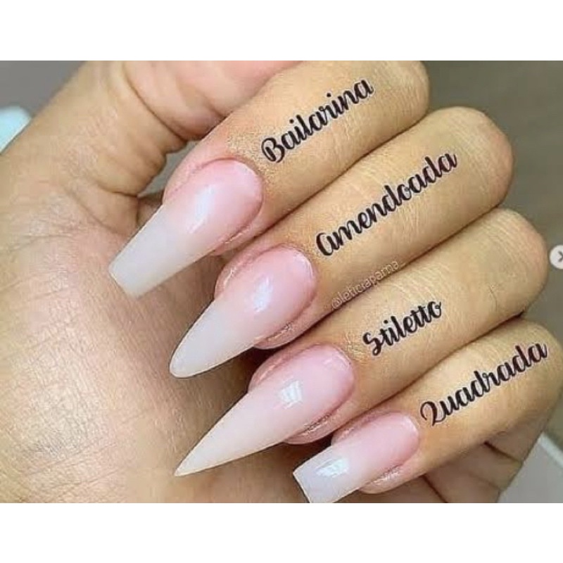 Unhas Postiças Profissional / Formato Stilleto, Refonda ,Quadrada e Bailarina- Cada pacotinho contém 20 Unhas