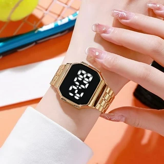 Nova Pulseira De Aço Metálico Feminino Da Moda Relógio Eletrônico Estudantil Com LED Quadrado Para Homens E Mulheres