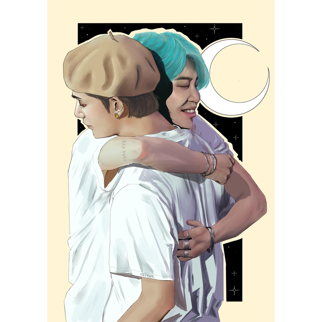 ARTE digital print kpop fanart TAEHYUNG e JIMIN BANGTAN BOYS - VMIN lua e  estrelas | Shopee Brasil