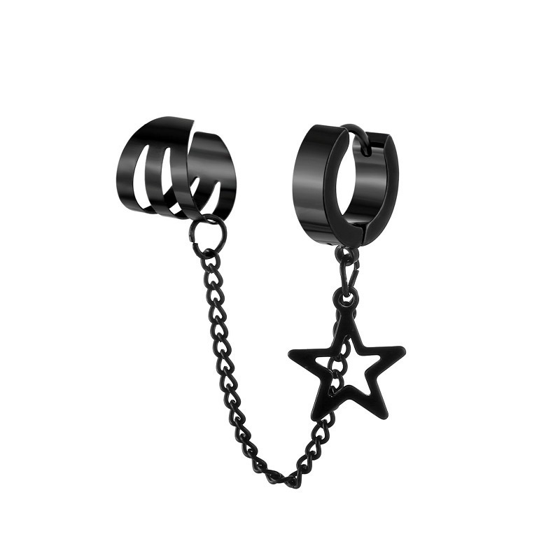 1 Pc Coreano Do Punk Homens De Aço Inoxidável Preto Brincos Da