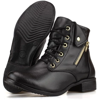 Bota botinha Feminina de Cano Curto com Zíper Lateral / Coturno Feminino para Outono/Inverno - Dhatz