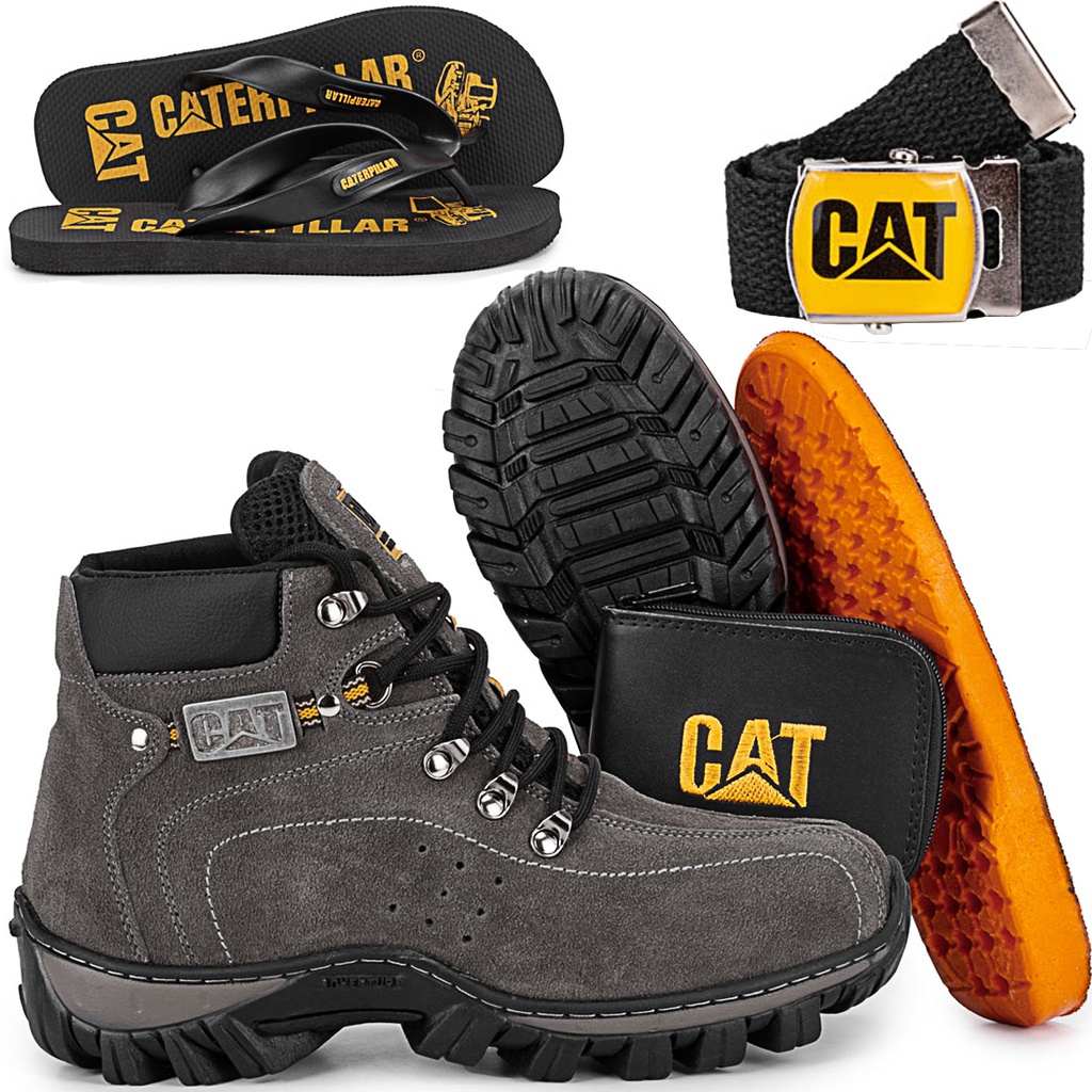 Bota Caterpillar de Couro Nobre com Palmilha em Gel - Calçados CiaCat