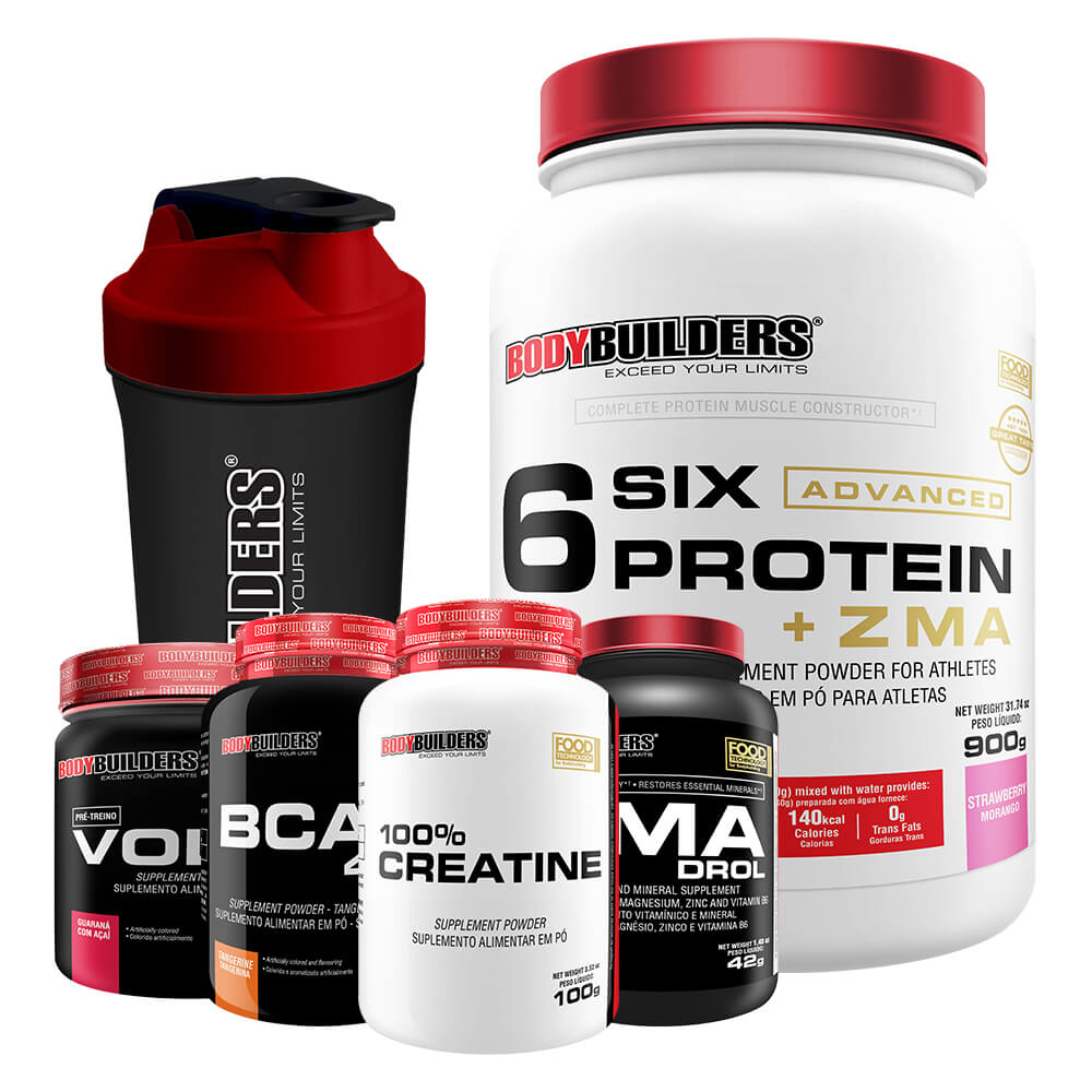 Kit Six Protein Advanced 900g Mor + BCAA 100g + Voltz + ZMA + Creatina ...