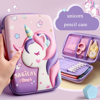 Estojo De Lápis De Unicórnio 3D Tamanho Grande Kawaii Caixa Papelaria Escolar Natal Presente Xmas Gift