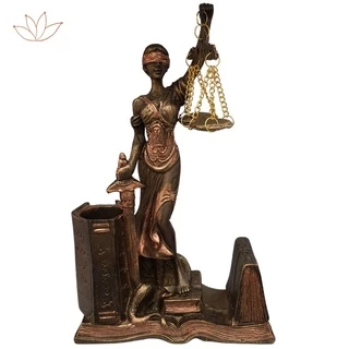 Estátua Direito Themis Deusa da Justiça com Porta Caneta em Resina
