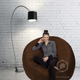 Puff Gigante Redondo Marrom Em Suede 1.20x50 Diâmetro Sem Enchimento
