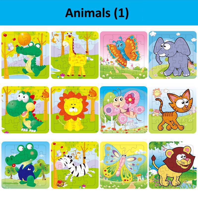 Quebra-cabeça de blocos de madeira para crianças de 1 a 3 anos, jogos de  educação infantil, quebra-cabeça de animais em cubo para pré-escolares com