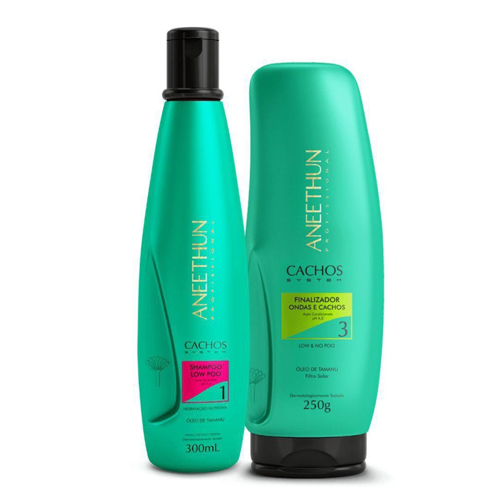 Kit Cachos Aneethun - Shampoo Low Poo 300ml + Finalizador Ondas E ...