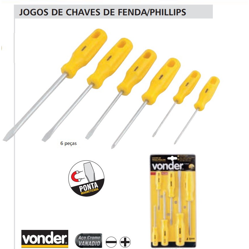 Jogo Chaves FENDAS/PHILIPS (6PCS) EGAMASTER Refª 55552