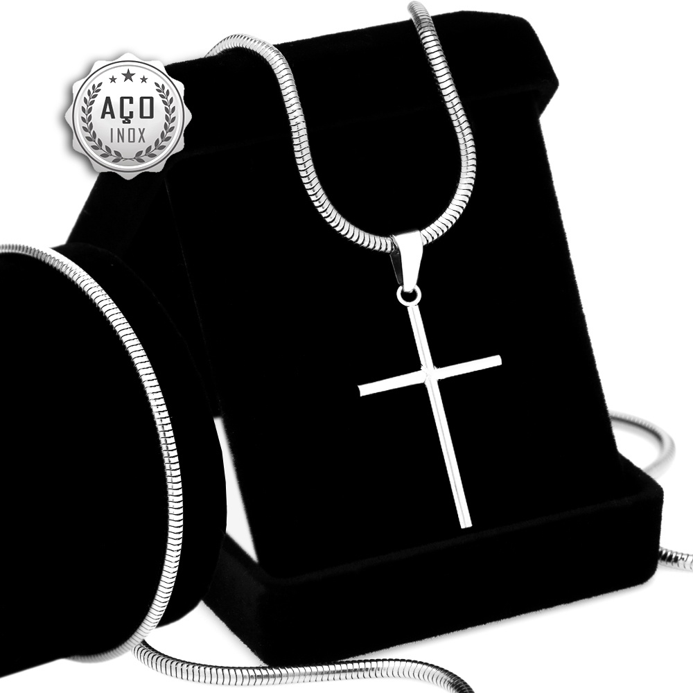 Conjunto Masculino Corrente E Pulseira Rabo Rato J-1148 Cruz OGrife