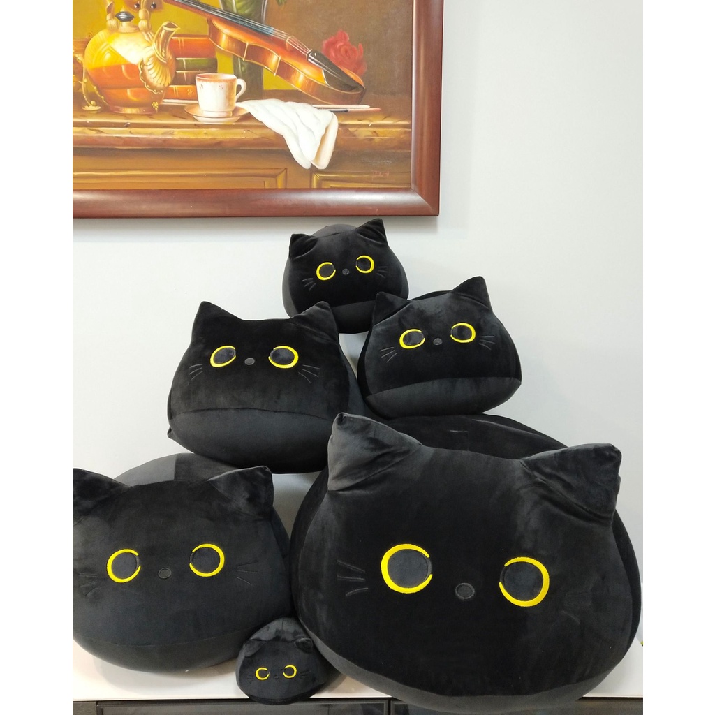 Almofada De Pelúcia Flexível E Adorável Gato/Boneco Preto