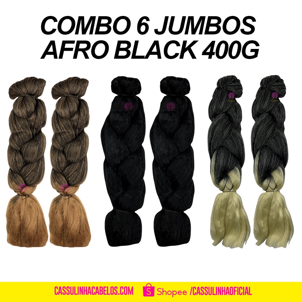 Combo 6 Jumbos Afro Black 400g ( 3 opções de cores ) | Shopee Brasil