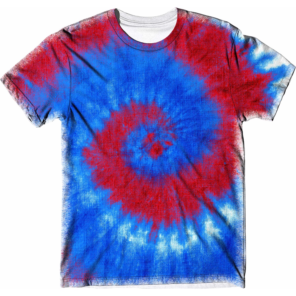 Camiseta Tie Dye Vermelha E azul