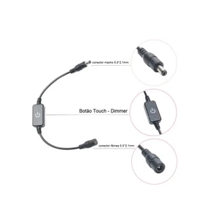 Interruptor Fita Led Dimmer Touch P4 - Liga/desliga - Preto Promoção 
