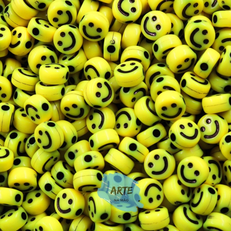 1000 Miçanga Carinha Feliz Smile Cara Feliz 7mm | Shopee Brasil